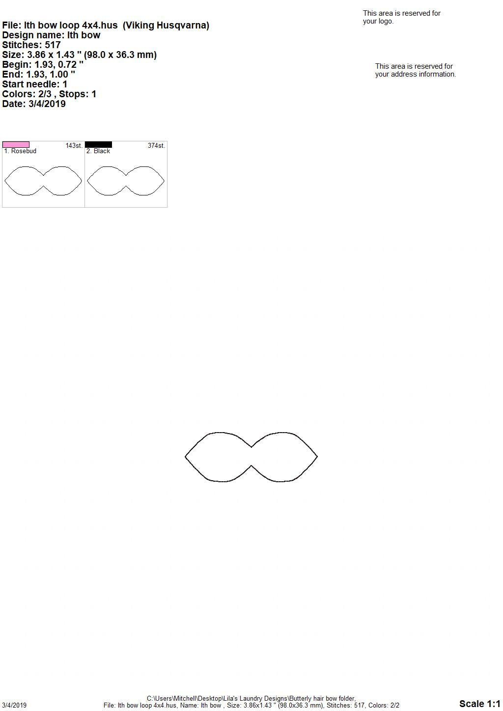 Butterfly Hair Bow - Digital Embroidery Design