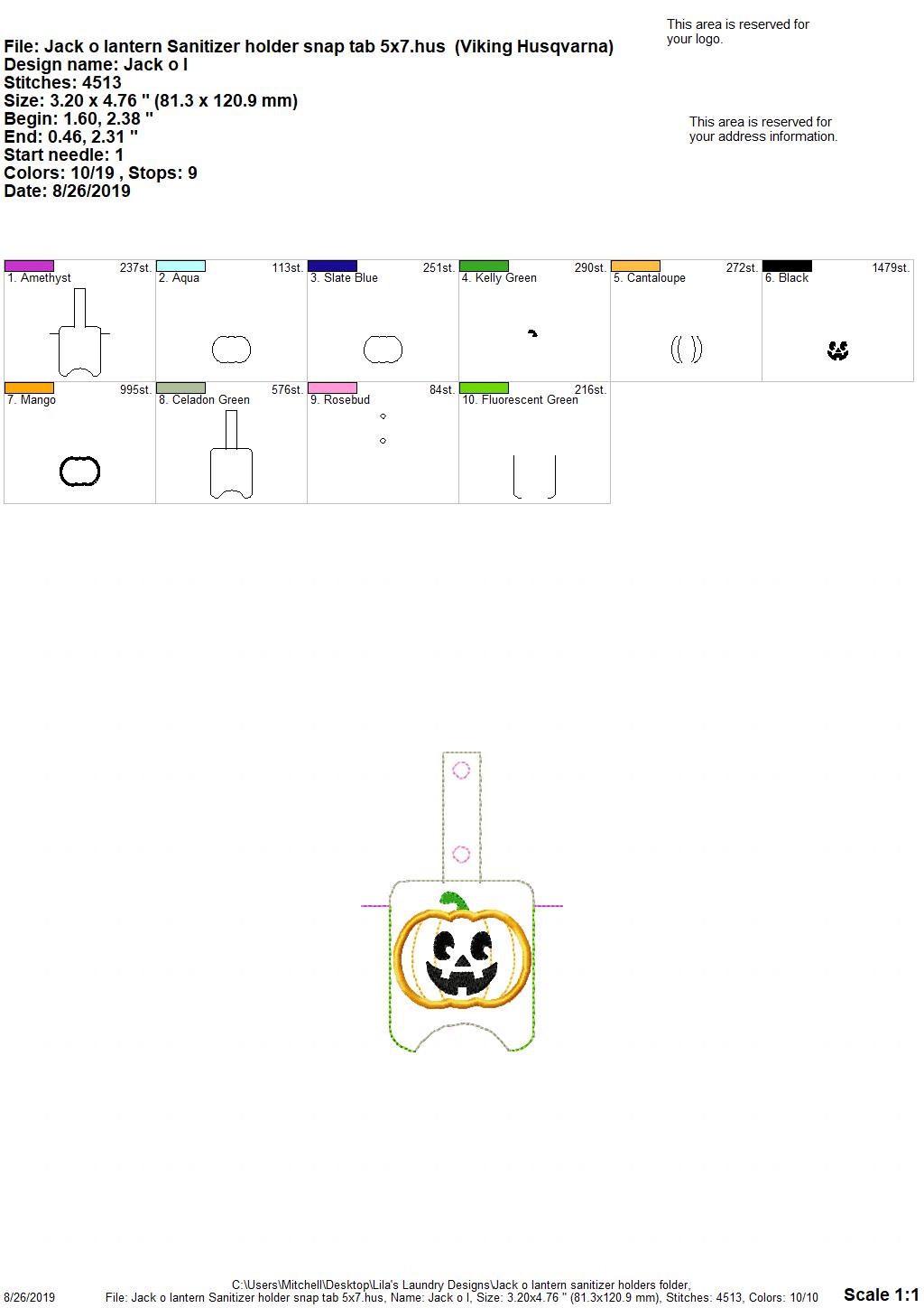 Jack o Lantern Sanitizer Holders - DIGITAL Embroidery DESIGN