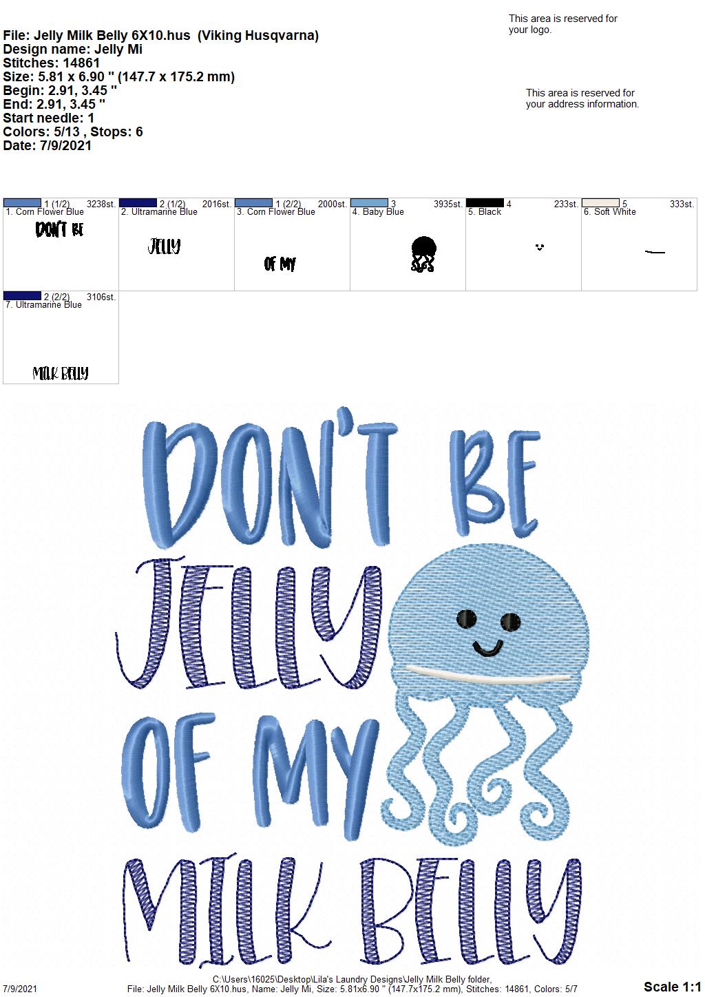 Jelly Milk Belly - 3 sizes- Digital Embroidery Design