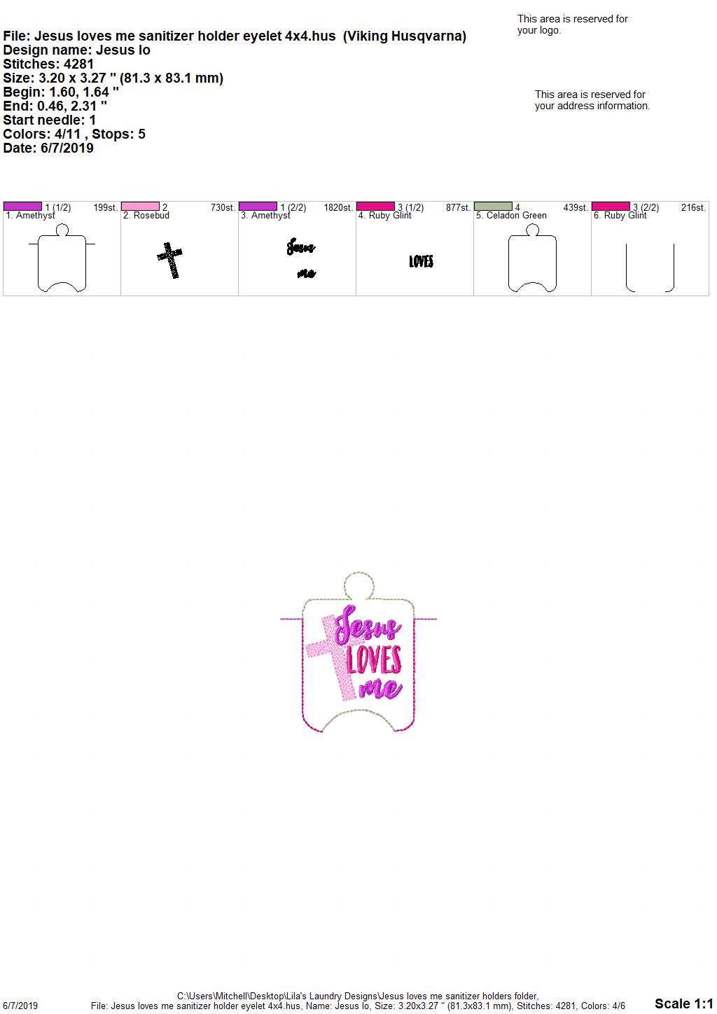 Jesus Loves Me Sanitizer Holders - DIGITAL Embroidery DESIGN