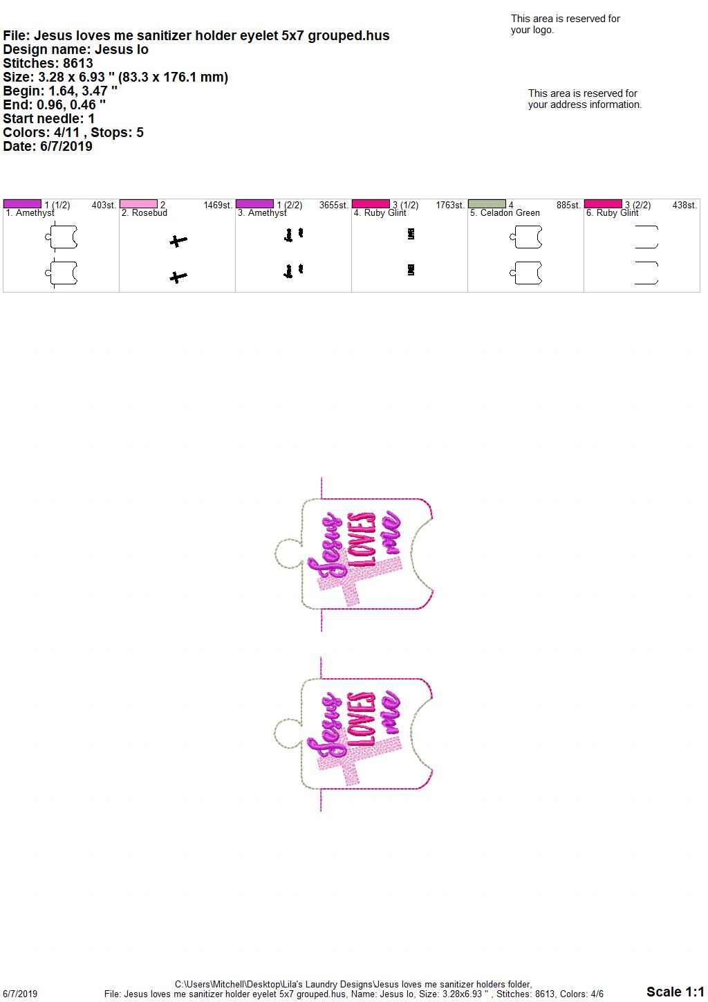 Jesus Loves Me Sanitizer Holders - DIGITAL Embroidery DESIGN