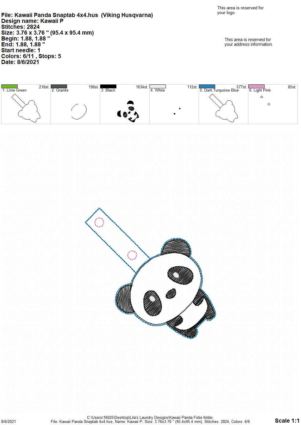 Kawaii Panda Fobs - DIGITAL Embroidery DESIGN