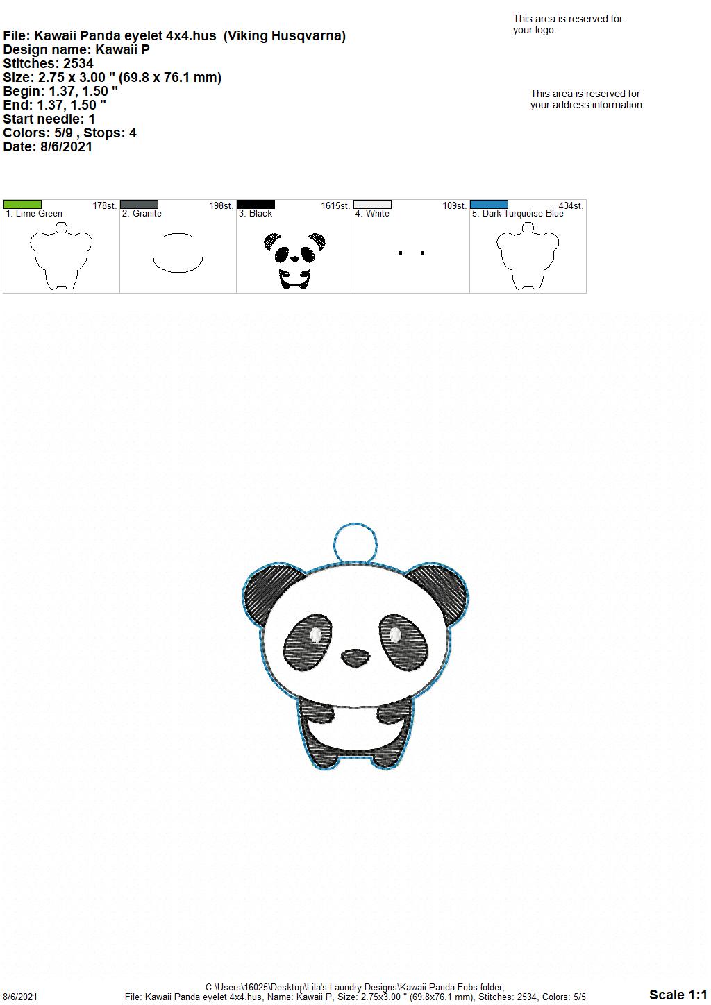 Kawaii Panda Fobs - DIGITAL Embroidery DESIGN