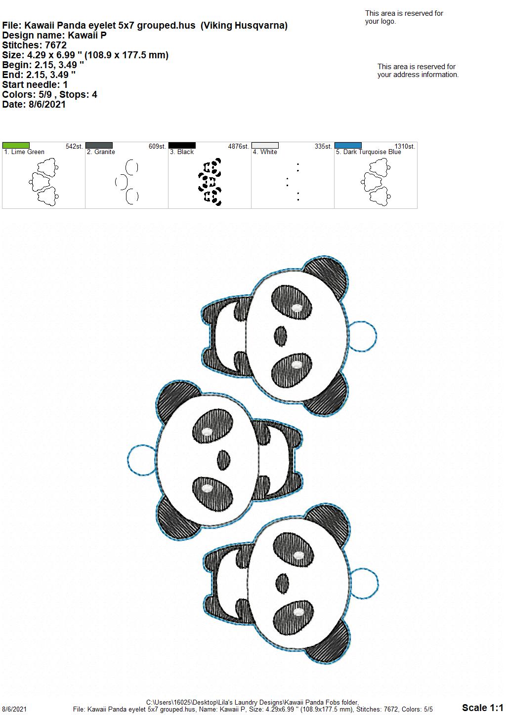 Kawaii Panda Fobs - DIGITAL Embroidery DESIGN