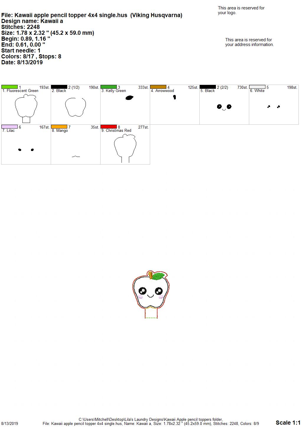 Kawaii Apple Pencil Toppers - DIGITAL Embroidery DESIGN