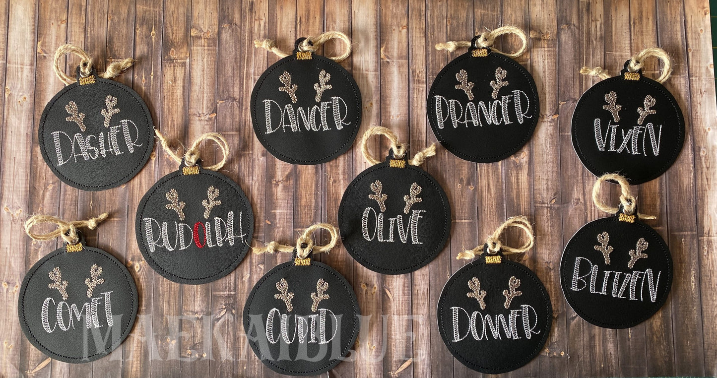 Reindeer Name Ornaments - Digital Embroidery Design