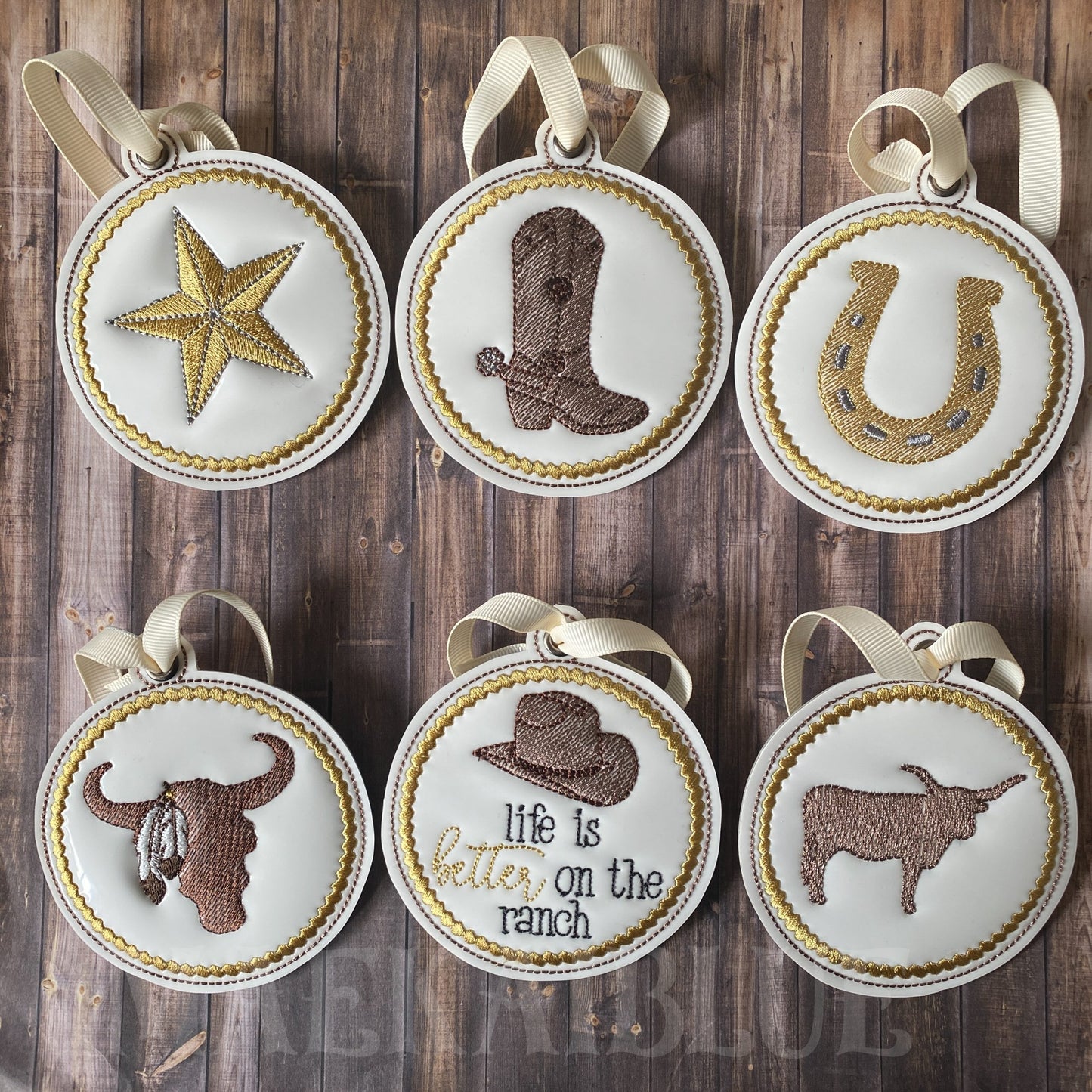 Ranch Ornament Set - Set of 6 - Digital Embroidery Design
