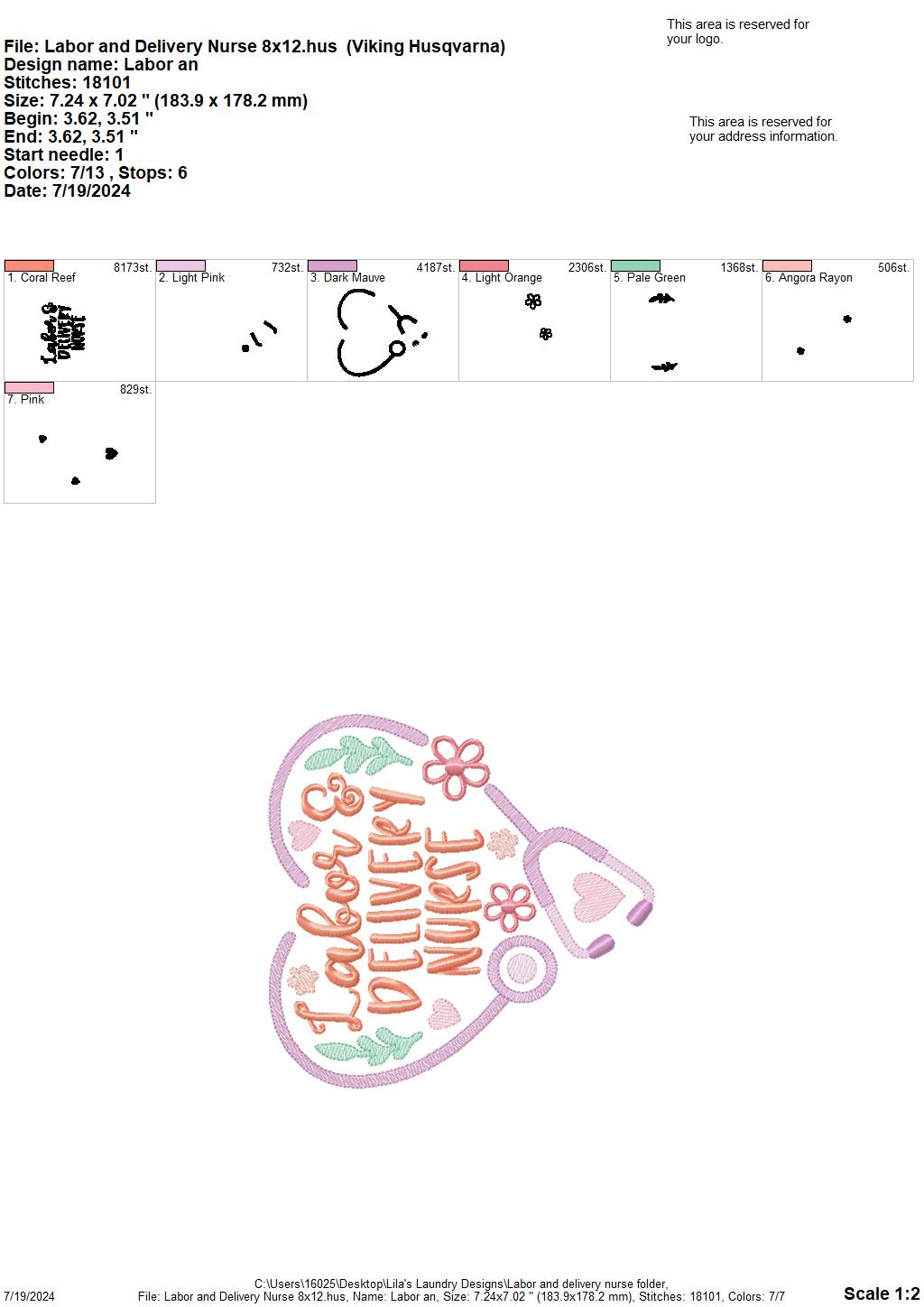Labor & Delivery Nurse - 3 Sizes - Digital Embroidery Design