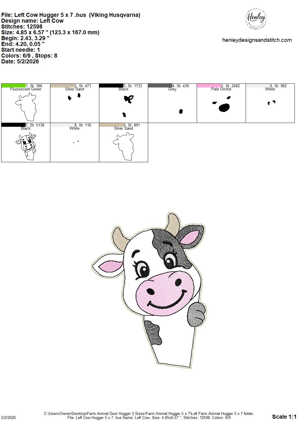 Farm Animals Door Hugger - 3 Sizes - 5 x 7, 6 x 10 and 8 x 12 DIGITAL Embroidery Design