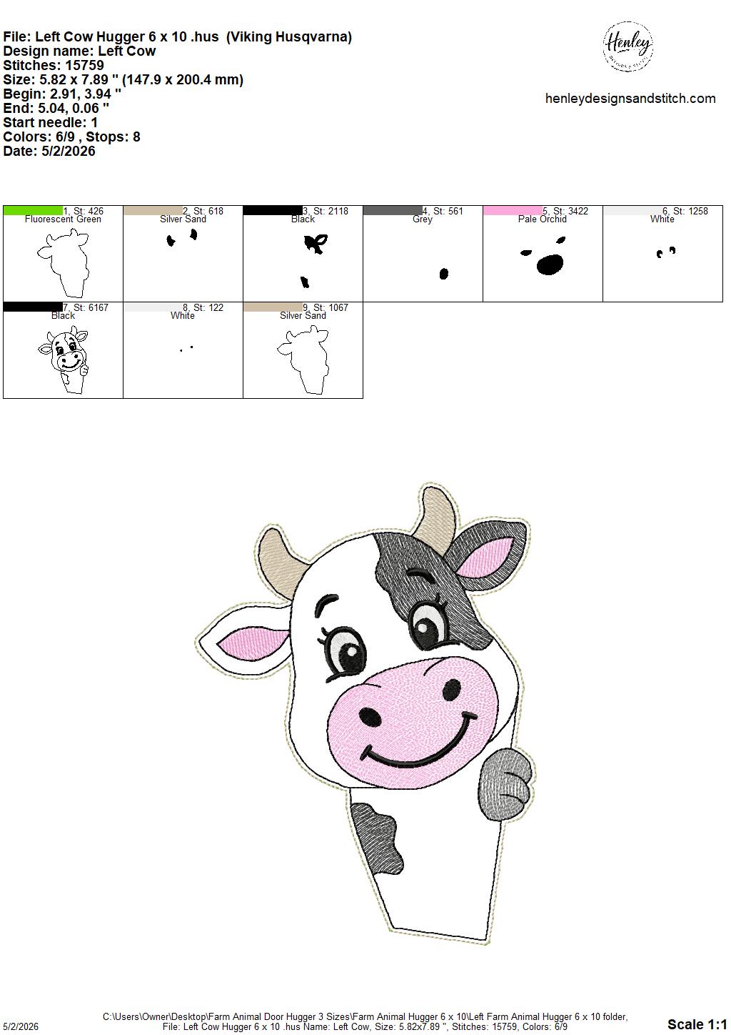 Farm Animals Door Hugger - 3 Sizes - 5 x 7, 6 x 10 and 8 x 12 DIGITAL Embroidery Design