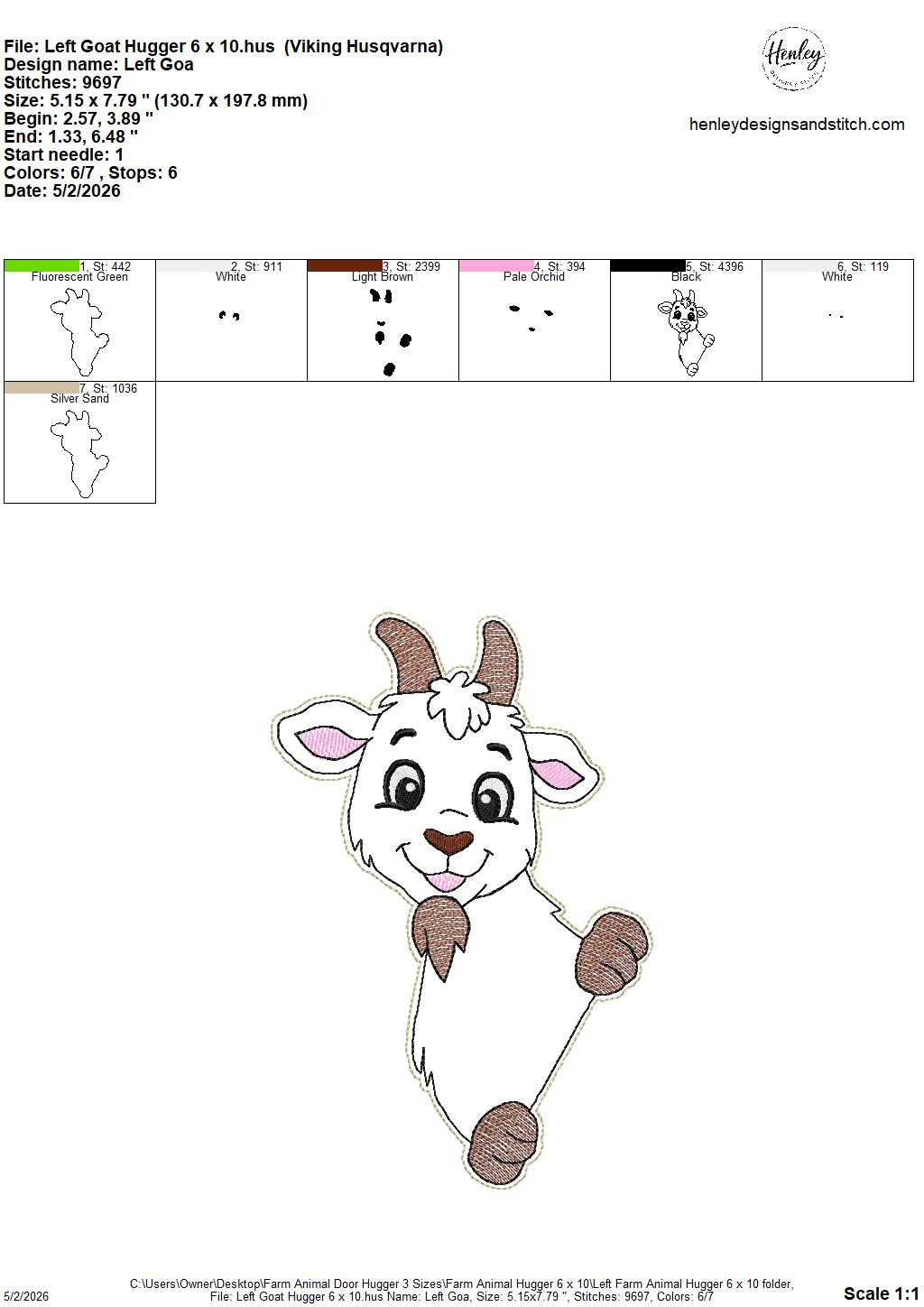 Farm Animals Door Hugger - 3 Sizes - 5 x 7, 6 x 10 and 8 x 12 DIGITAL Embroidery Design
