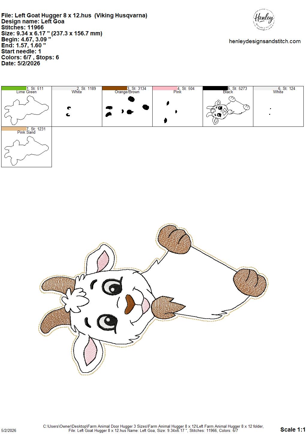Farm Animals Door Hugger - 3 Sizes - 5 x 7, 6 x 10 and 8 x 12 DIGITAL Embroidery Design