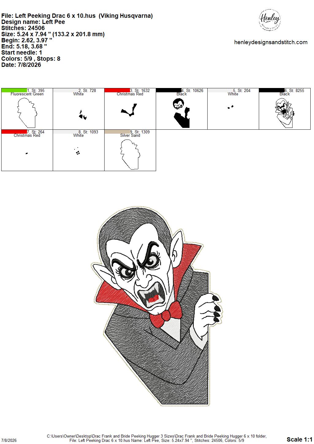 Drac, Frank and Bride Door Hugger – Halloween – 3 Sizes – 5 x 7, 6 x 10 and 8 x 12 DIGITAL Embroidery Design