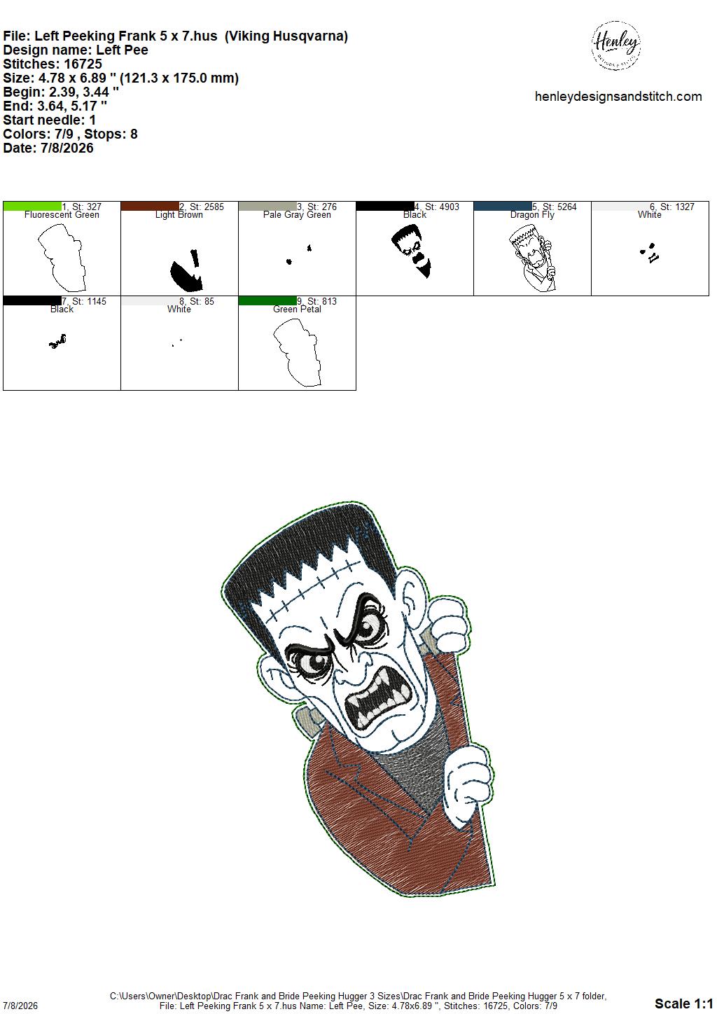 Drac, Frank and Bride Door Hugger – Halloween – 3 Sizes – 5 x 7, 6 x 10 and 8 x 12 DIGITAL Embroidery Design
