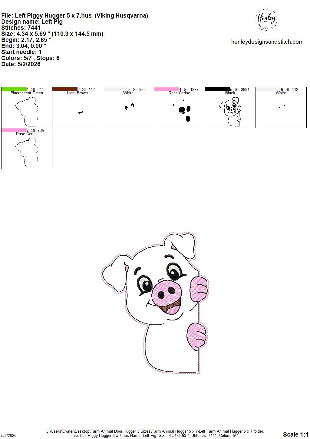 Farm Animals Door Hugger - 3 Sizes - 5 x 7, 6 x 10 and 8 x 12 DIGITAL Embroidery Design