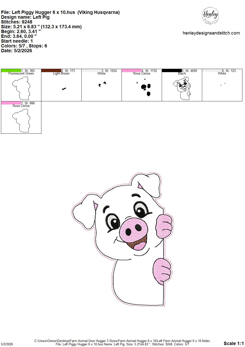 Farm Animals Door Hugger - 3 Sizes - 5 x 7, 6 x 10 and 8 x 12 DIGITAL Embroidery Design