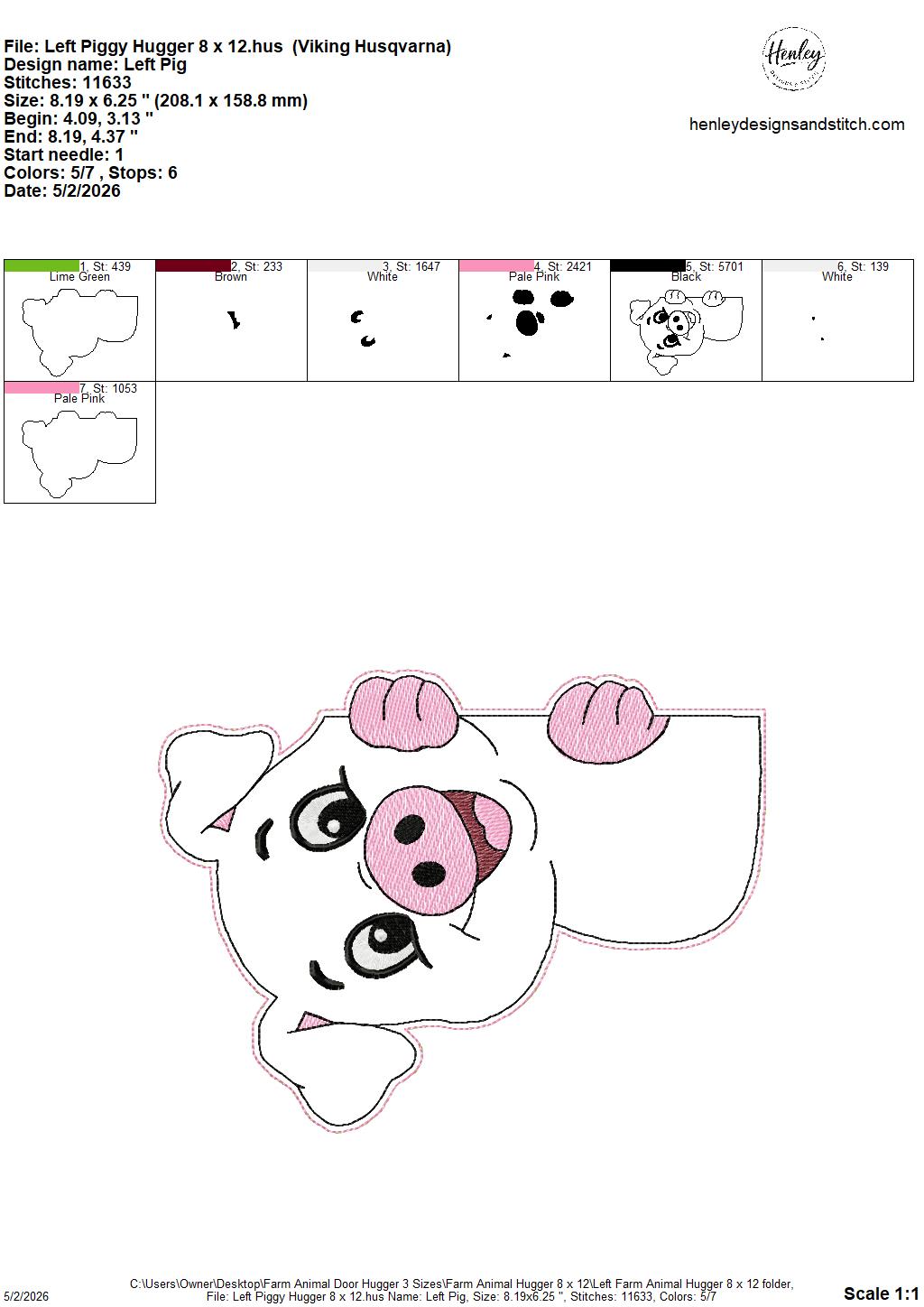 Farm Animals Door Hugger - 3 Sizes - 5 x 7, 6 x 10 and 8 x 12 DIGITAL Embroidery Design