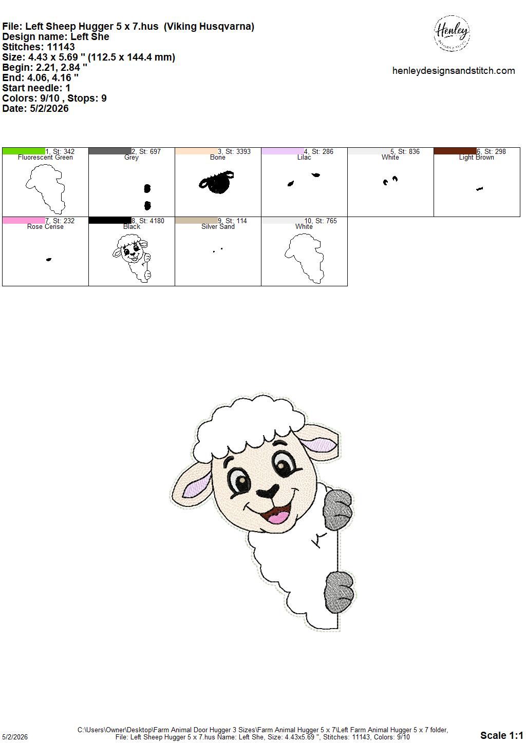 Farm Animals Door Hugger - 3 Sizes - 5 x 7, 6 x 10 and 8 x 12 DIGITAL Embroidery Design
