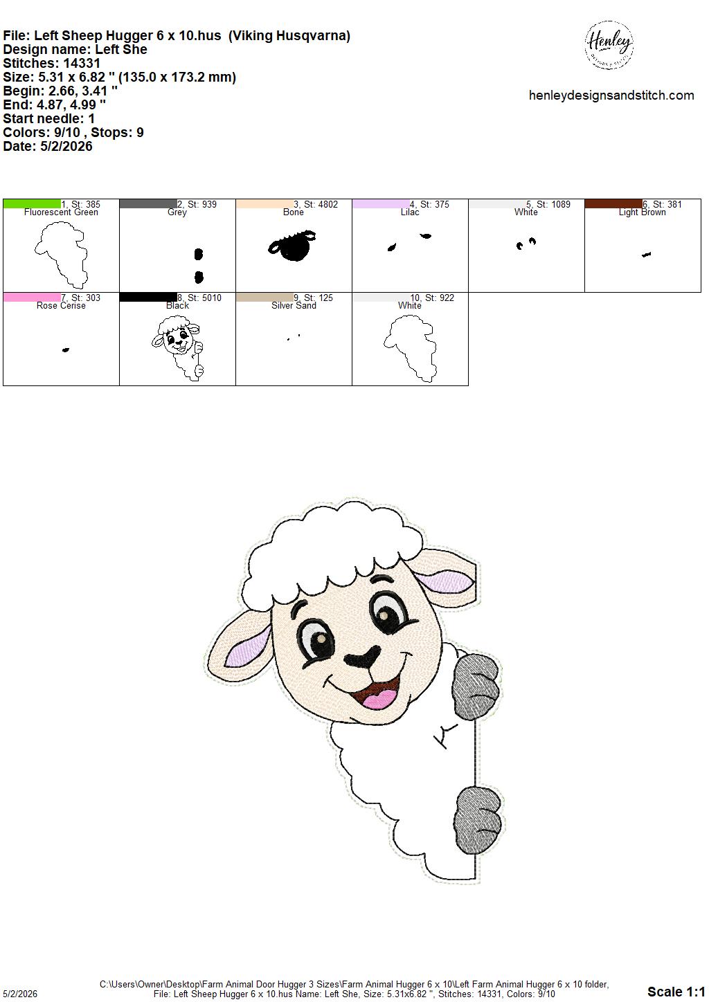 Farm Animals Door Hugger - 3 Sizes - 5 x 7, 6 x 10 and 8 x 12 DIGITAL Embroidery Design