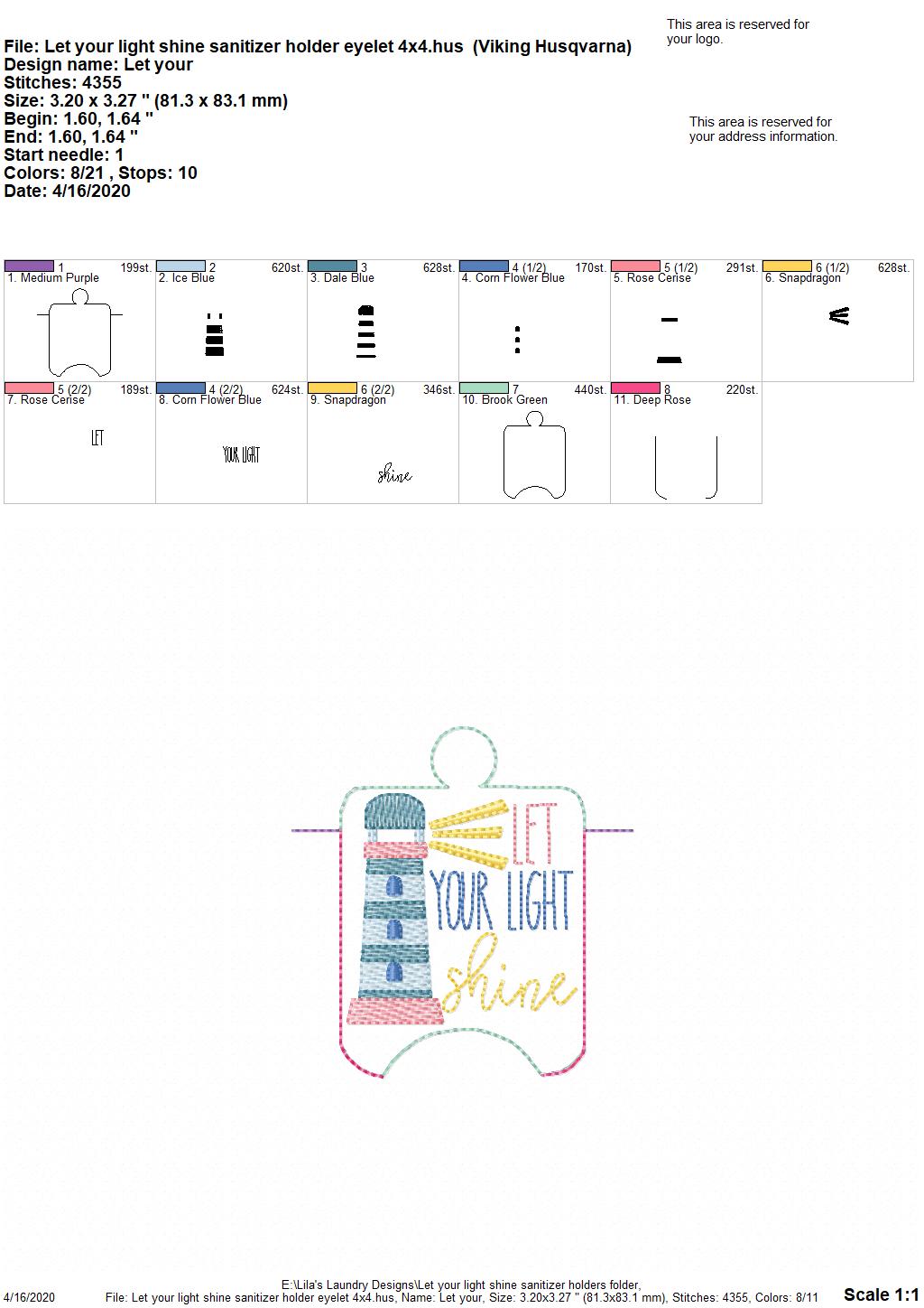 Let your light shine Sanitizer Holders - DIGITAL Embroidery DESIGN