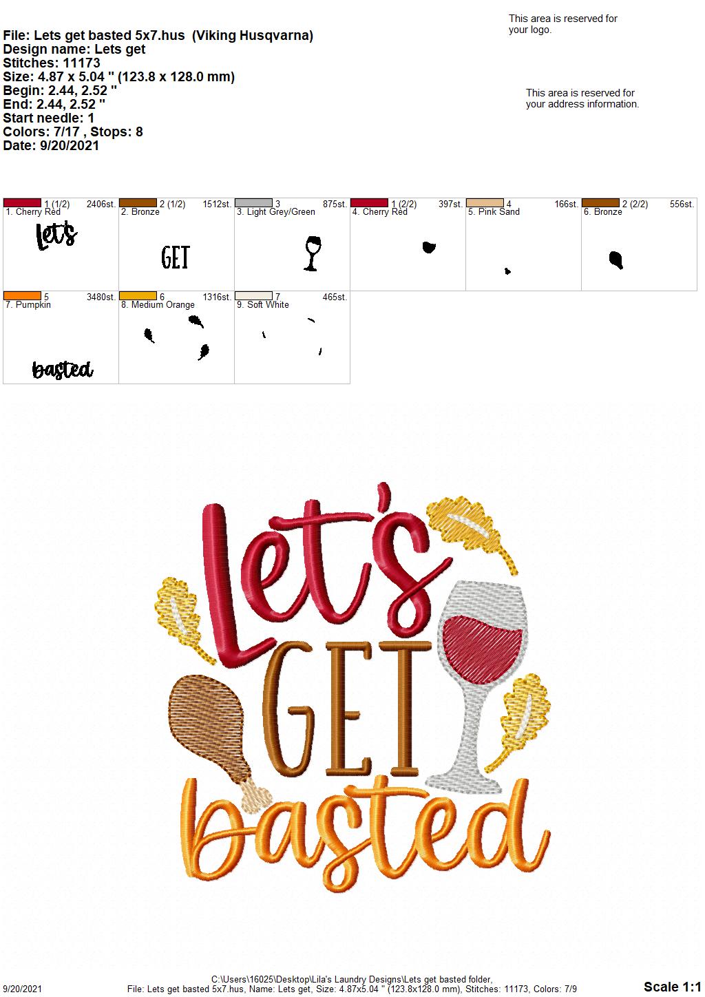 Let's Get Basted - 4 sizes- Digital Embroidery Design