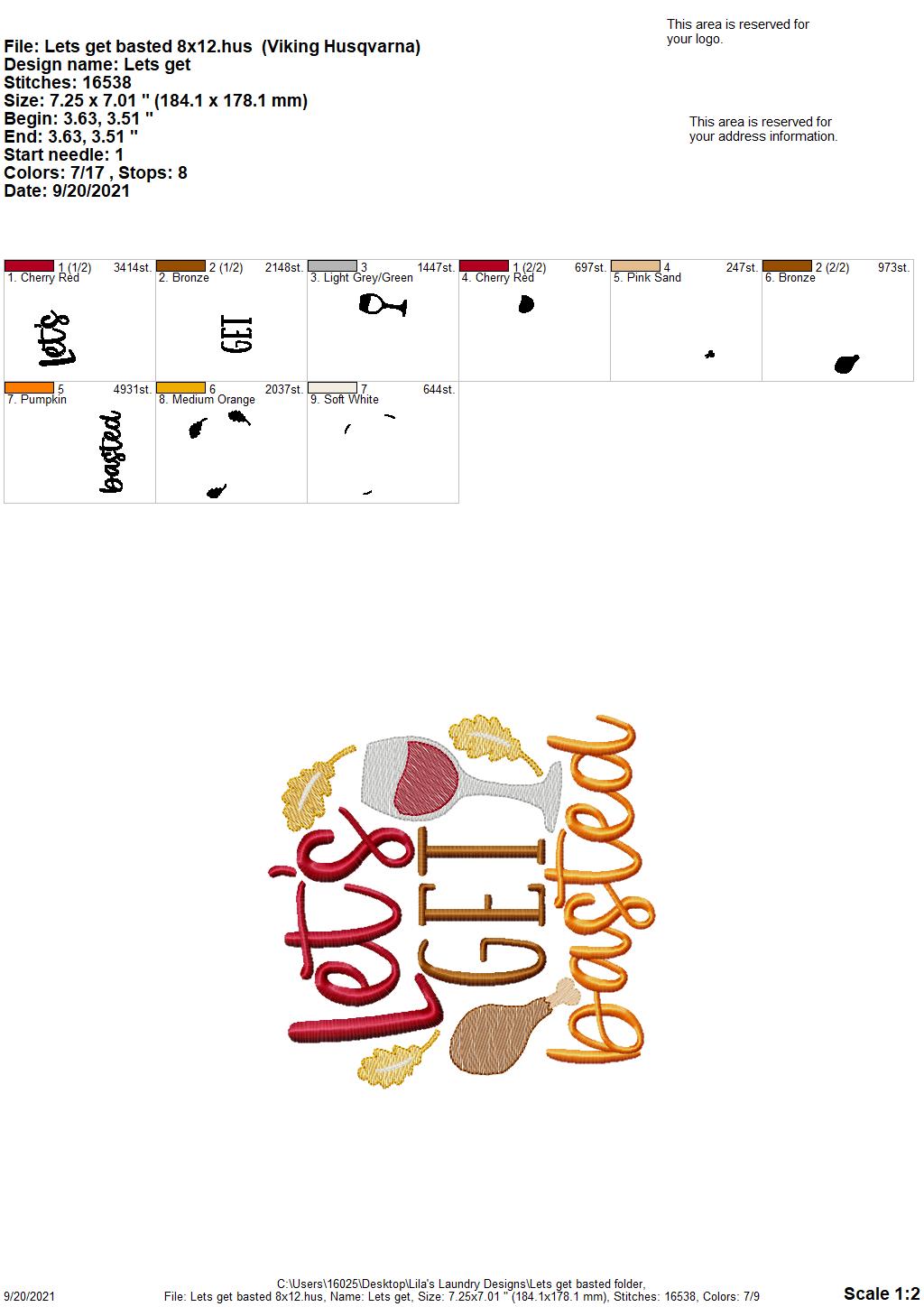 Let's Get Basted - 4 sizes- Digital Embroidery Design