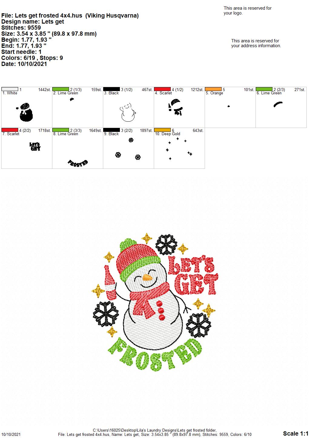 Let's Get Frosted - 4 sizes- Digital Embroidery Design