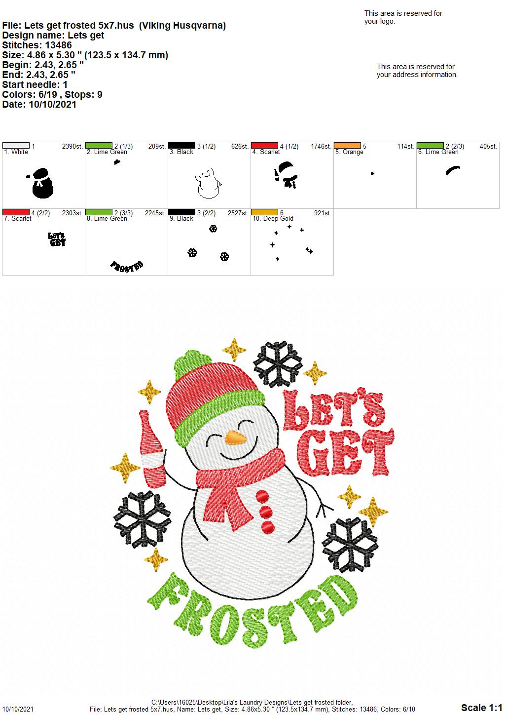 Let's Get Frosted - 4 sizes- Digital Embroidery Design