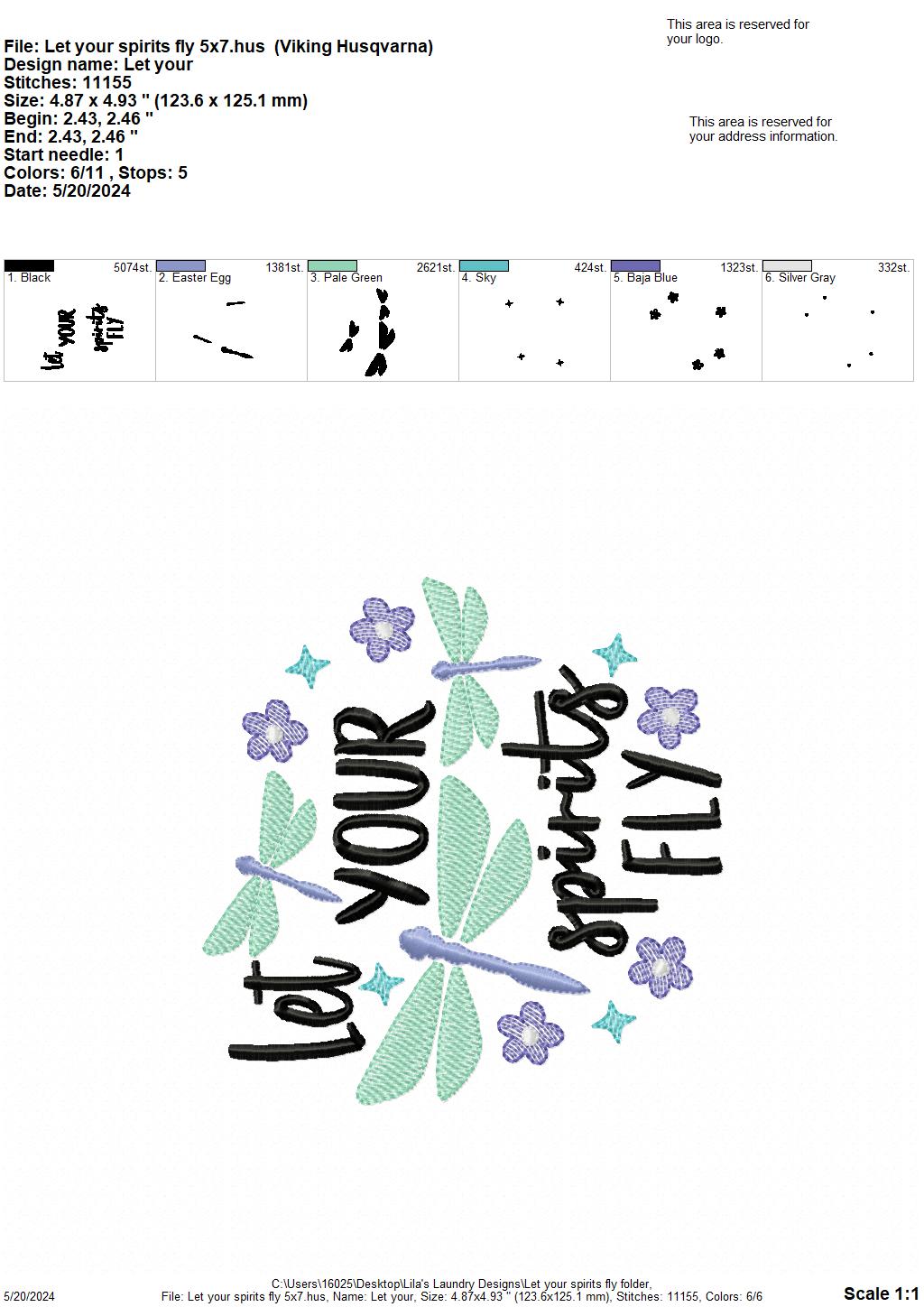 Let Your Spirits Fly - 4 Sizes - Digital Embroidery Design