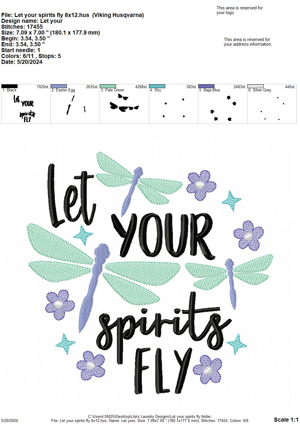 Let Your Spirits Fly - 4 Sizes - Digital Embroidery Design