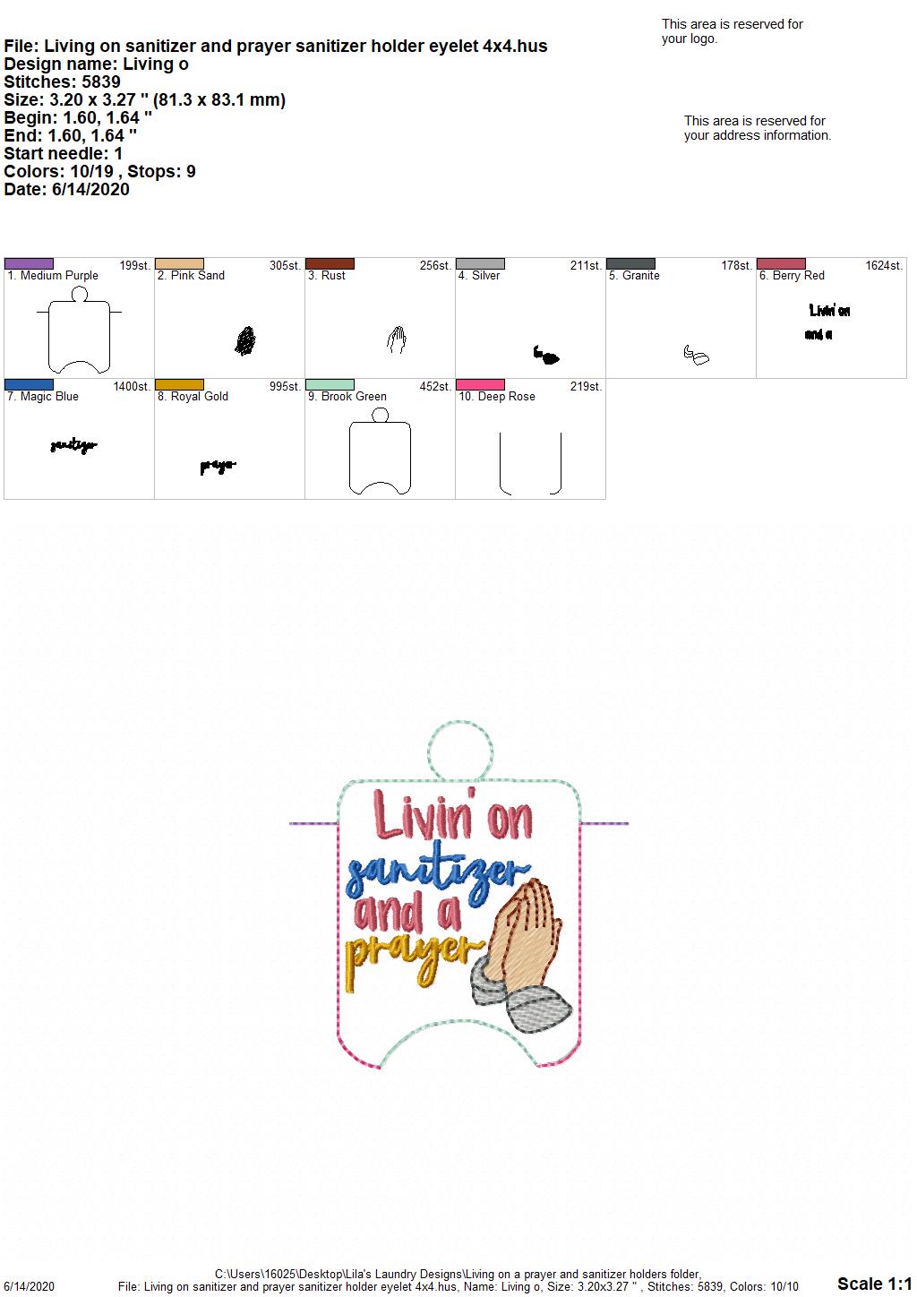 Living on a Prayer Sanitizer Holders - DIGITAL Embroidery DESIGN