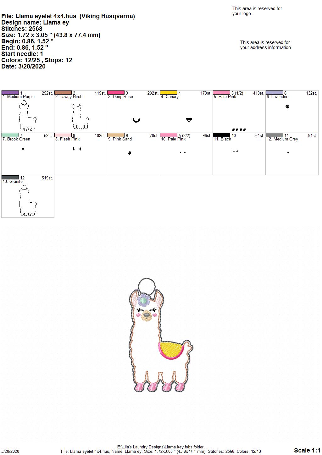 Llama Fobs -  DIGITAL Embroidery DESIGN