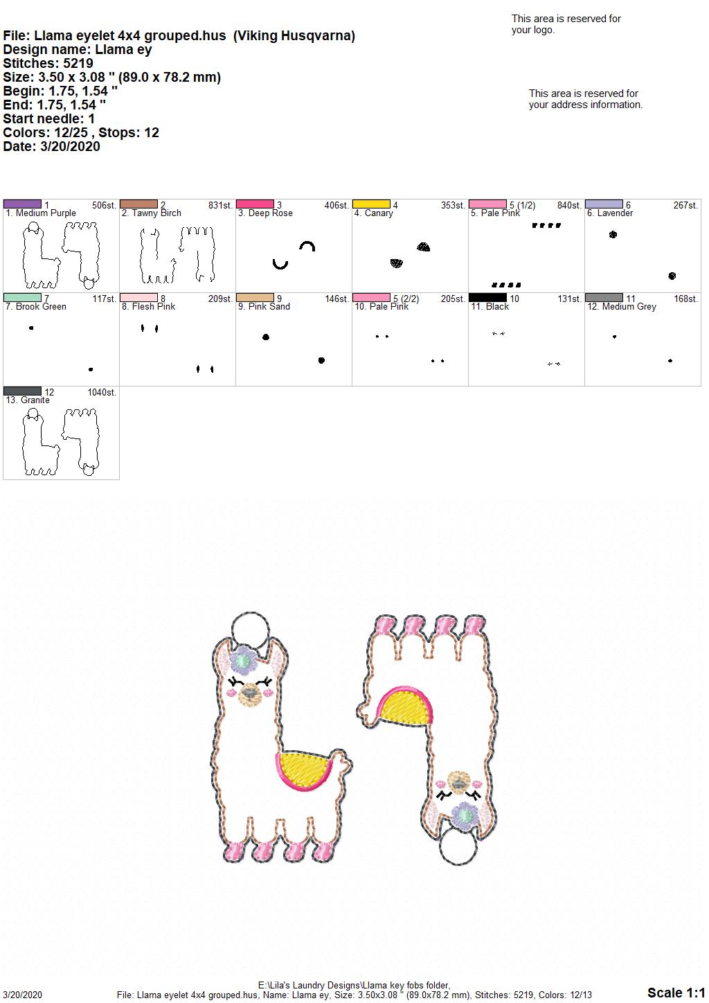 Llama Fobs -  DIGITAL Embroidery DESIGN