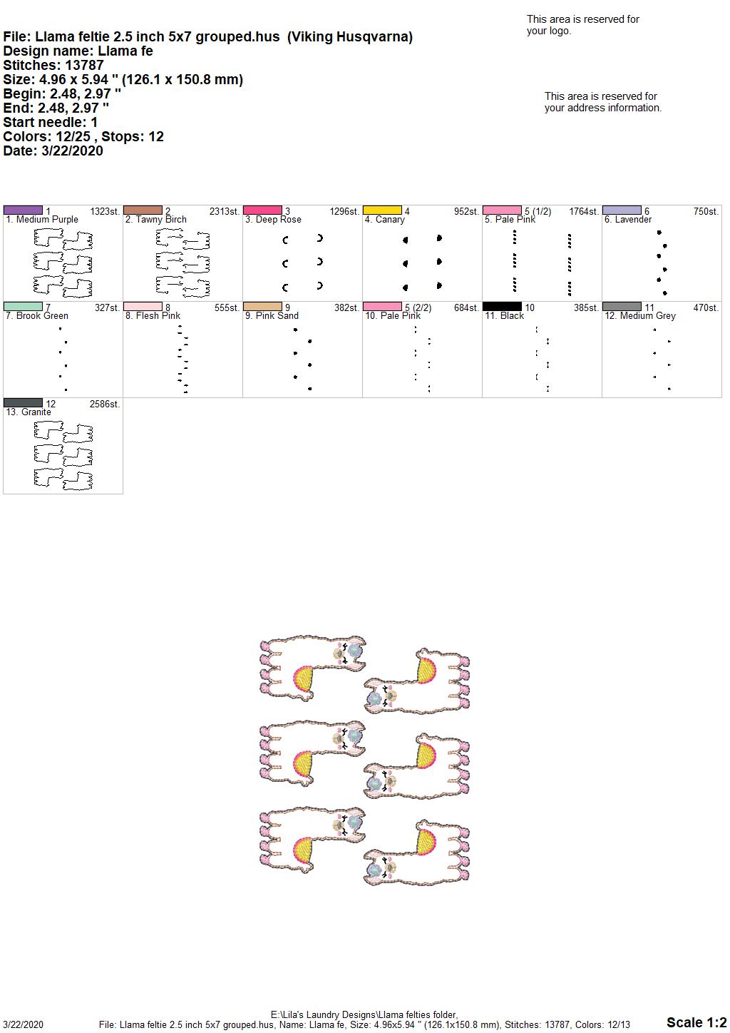 Llama Felties - 3 sizes - 4x4 and 5x7 Grouped- Digital Embroidery Design