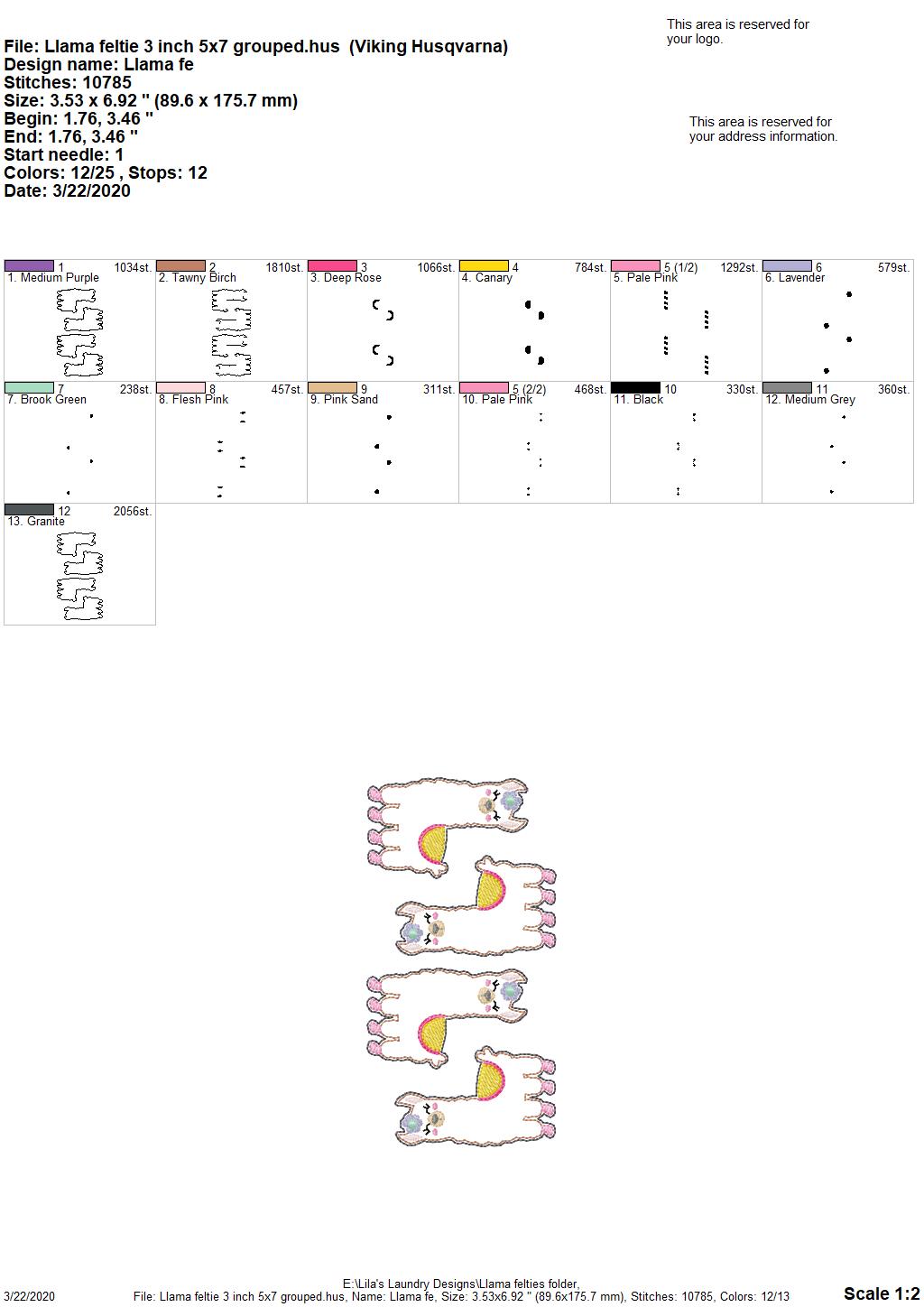 Llama Felties - 3 sizes - 4x4 and 5x7 Grouped- Digital Embroidery Design
