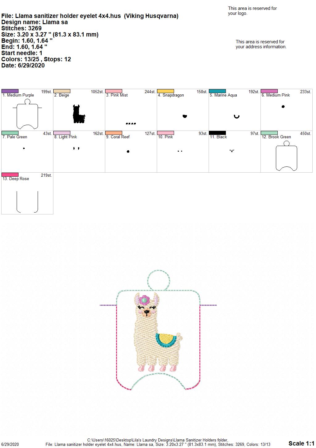Llama Sanitizer Holders - DIGITAL Embroidery DESIGN