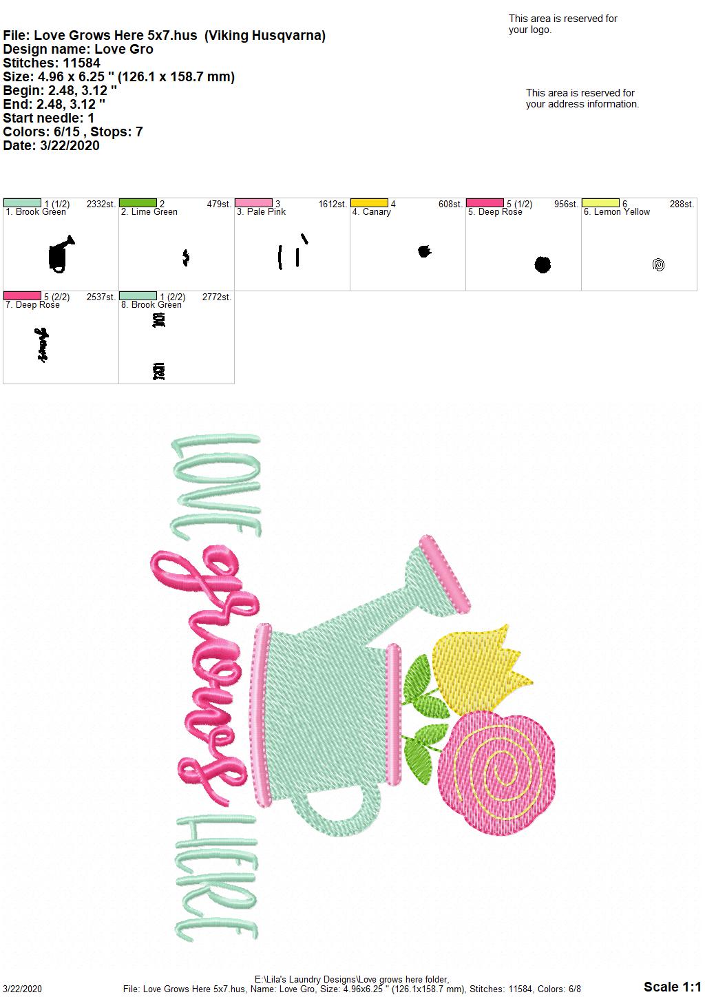 Love Grows Here - 3 Sizes - Digital Embroidery Design