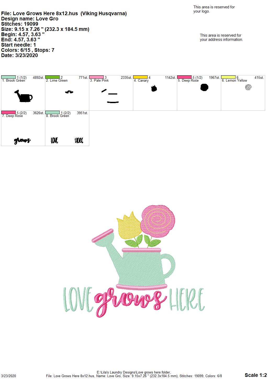 Love Grows Here - 3 Sizes - Digital Embroidery Design