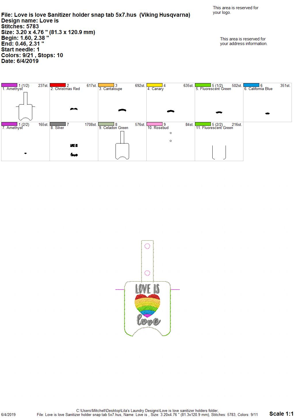 Love is Love Sanitizer Holder - DIGITAL Embroidery DESIGN