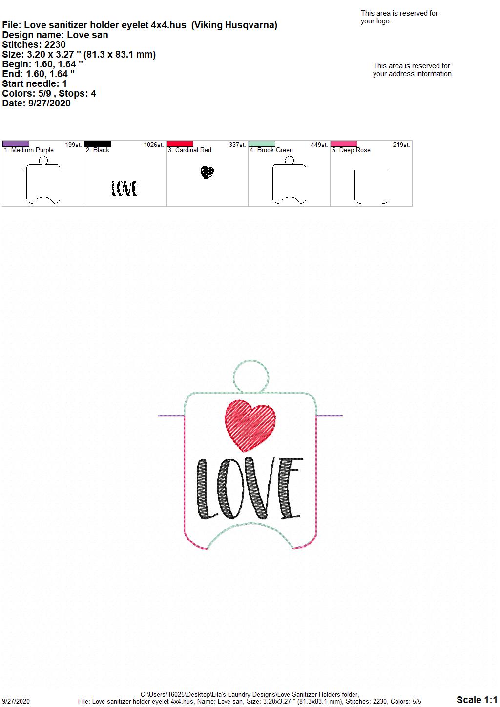 Love Sanitizer Holders - DIGITAL Embroidery DESIGN