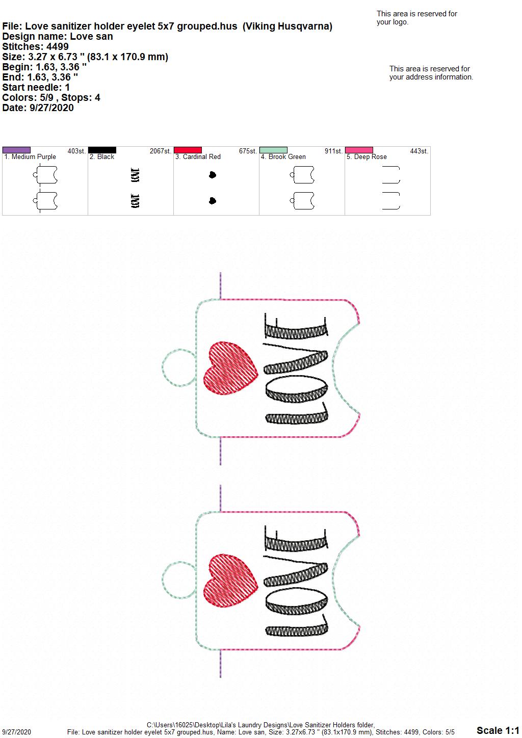 Love Sanitizer Holders - DIGITAL Embroidery DESIGN