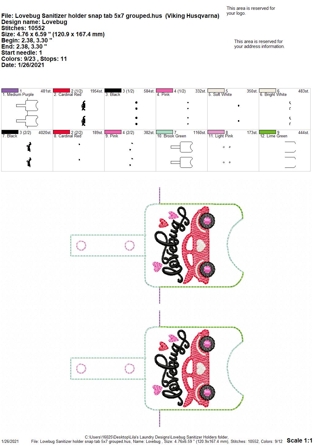 Lovebug Sanitizer Holders - DIGITAL Embroidery DESIGN