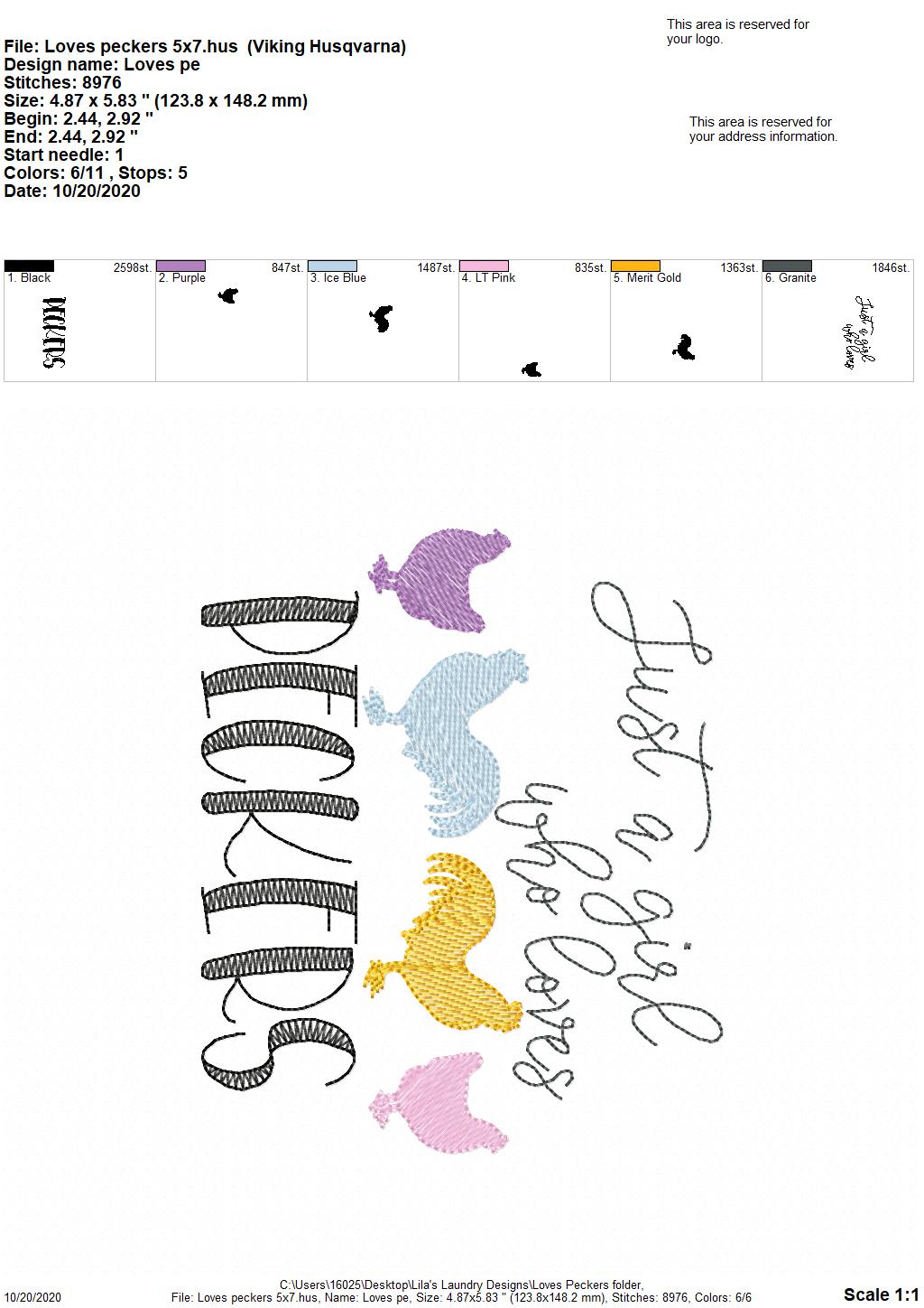 Just a Girl Who Loves Peckers - 3 Sizes - Digital Embroidery Design