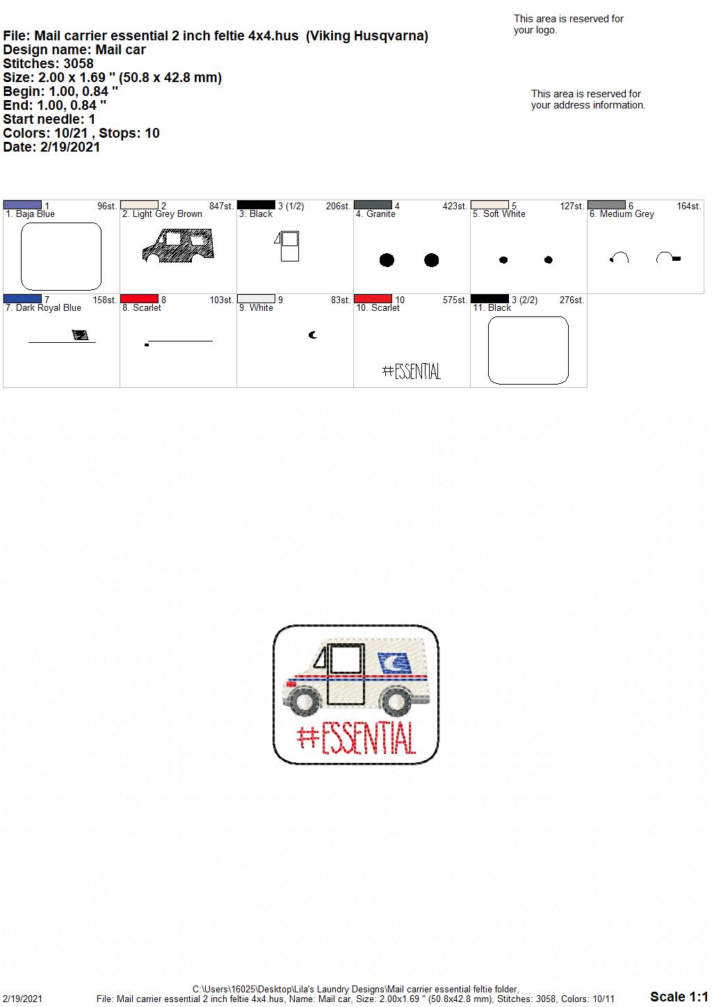 Mail Carrier Essential Feltie - Digital Embroidery Design