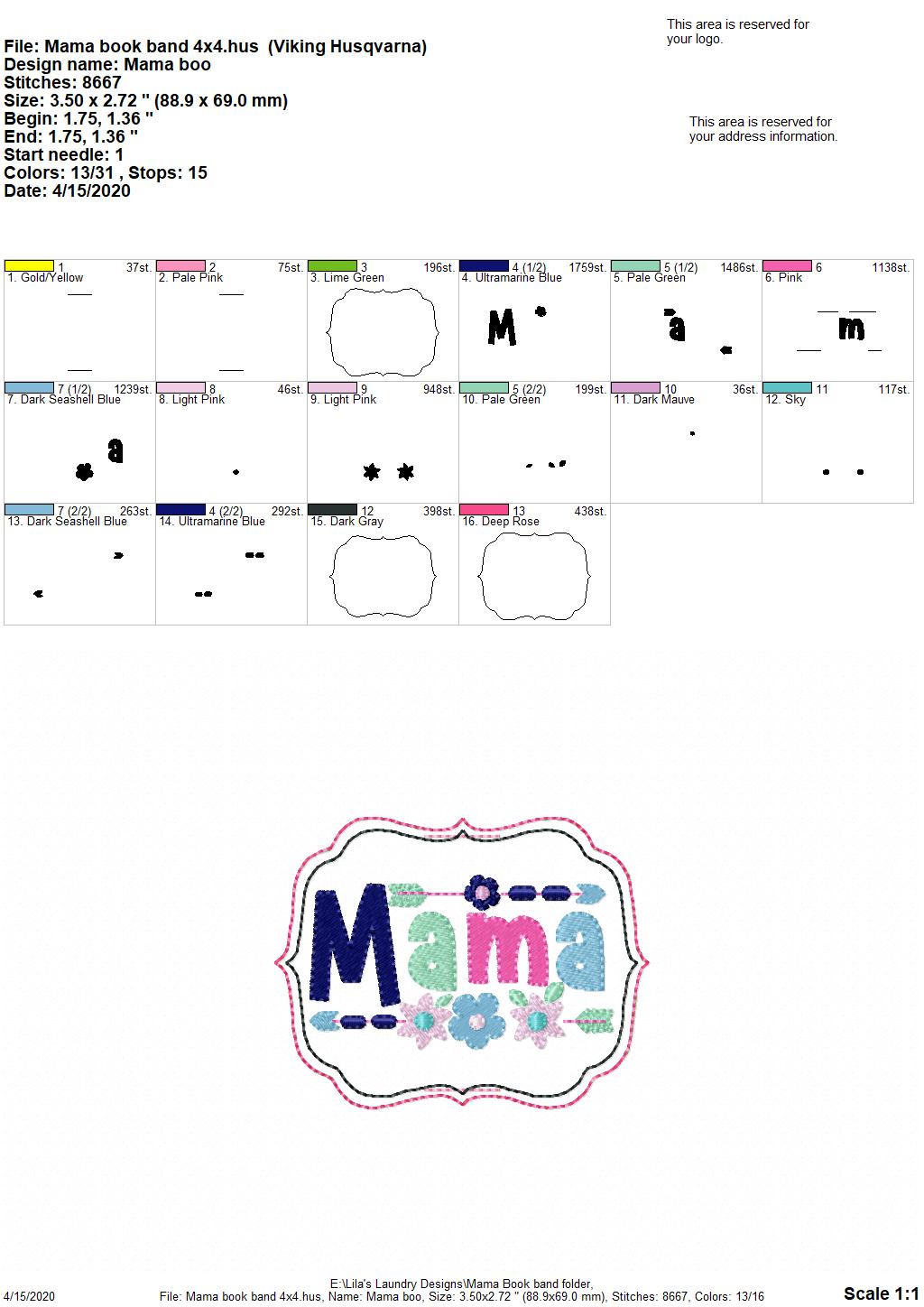 Mama Book Band - Digital Embroidery Design