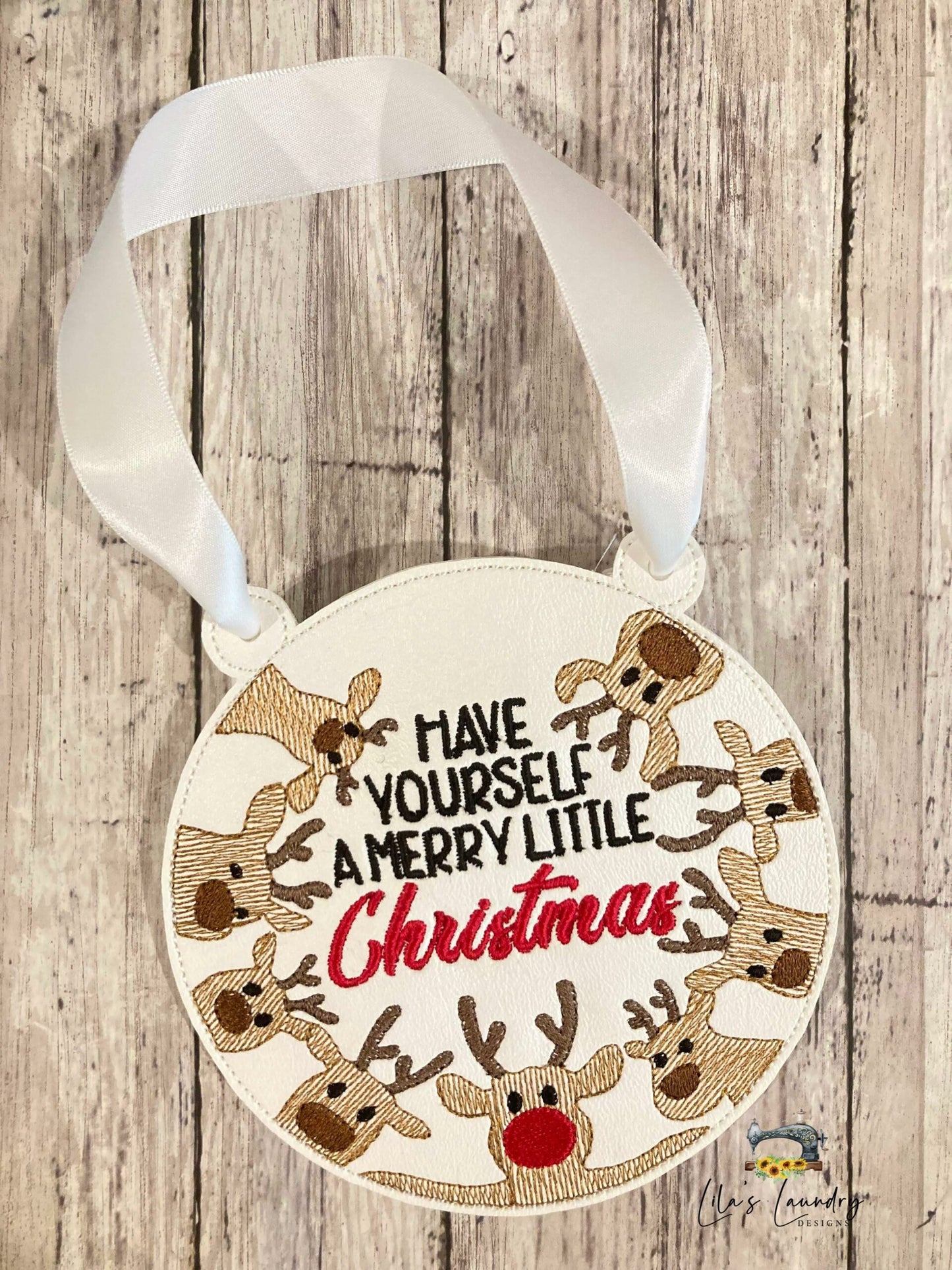Merry Little Christmas Door Sign - 3 sizes - Digital Embroidery Design