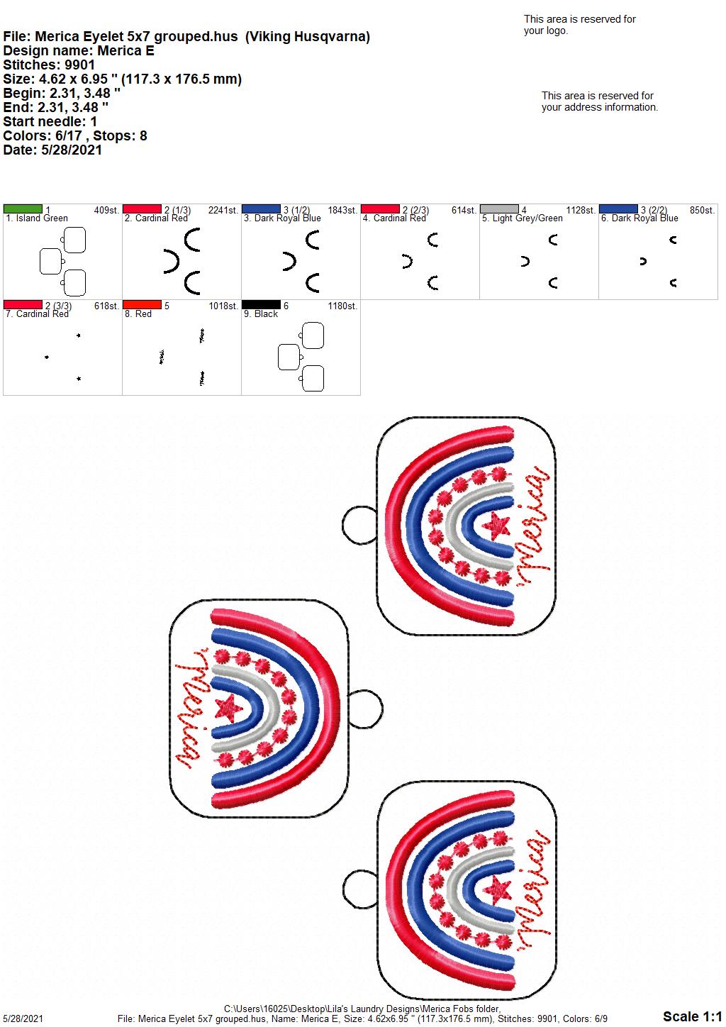 Merica Fobs - DIGITAL Embroidery DESIGN