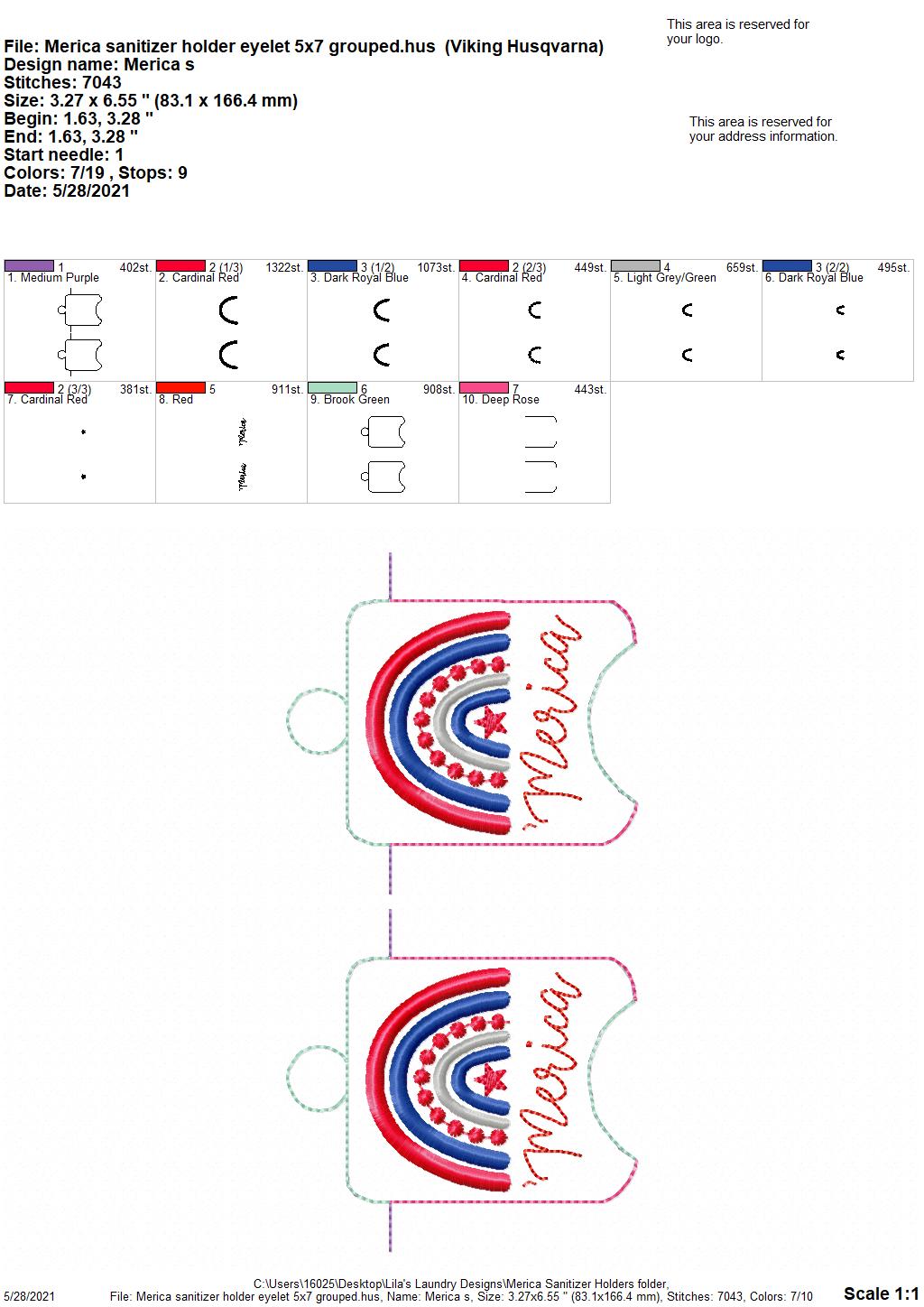 Merica Sanitizer Holders 5x7- DIGITAL Embroidery DESIGN