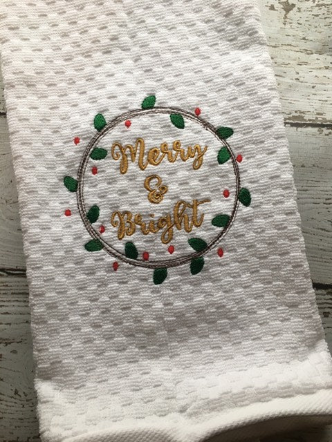 Merry & Bright 4x4 & 5x7 digital embroidery design
