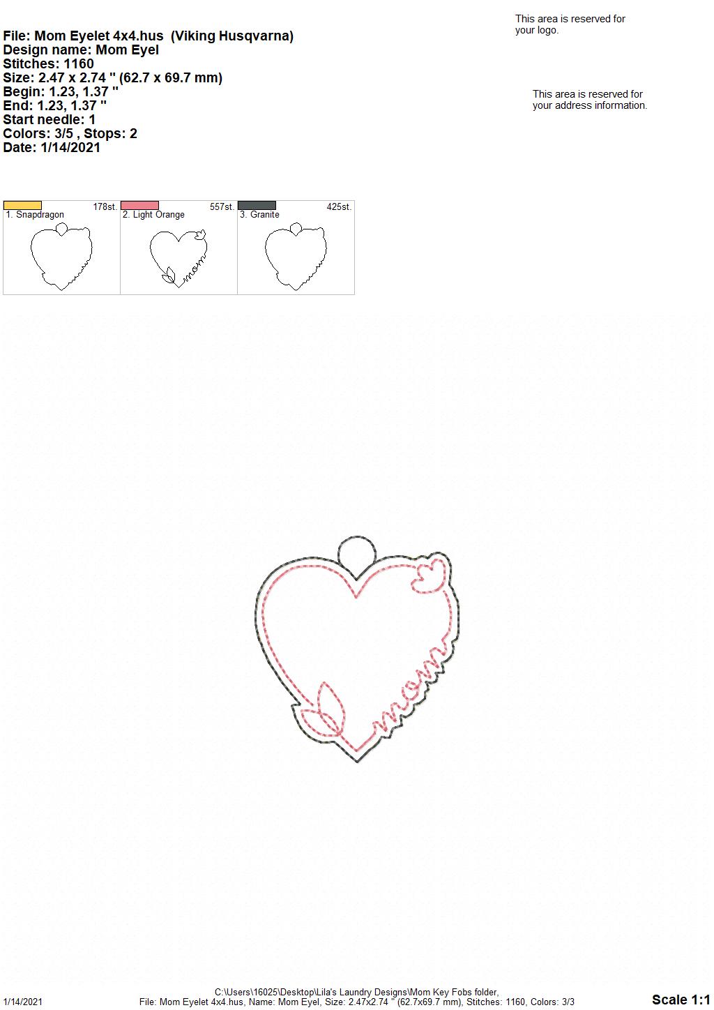 Mom Fobs - DIGITAL Embroidery DESIGN